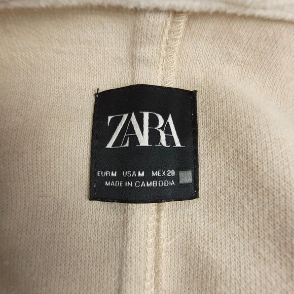 ZARA Long Lapel Collar Open Front Blanket Trench Midi Coat Cream Womens Medium - Picture 2 of 6